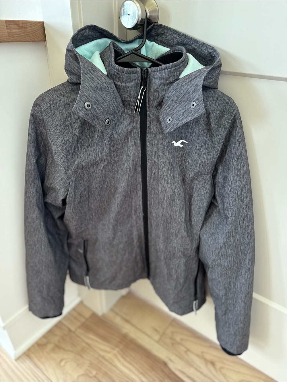 Hollister Gray Hooded Jacket with Mint Lining
